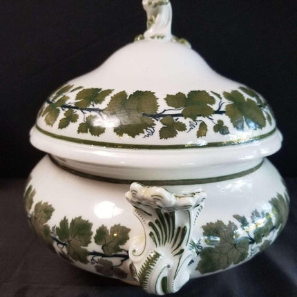 Meissen Full Green Vine Large Covered soup Tureen 15" wide x 10" tall