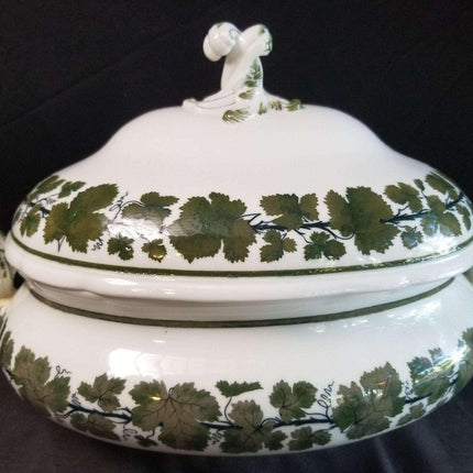 Meissen Full Green Vine Large Covered soup Tureen 15" wide x 10" tall