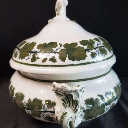 Meissen Full Green Vine Large Covered soup Tureen 15" wide x 10" tall