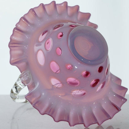 1950's fenton cranberry coin dot opalescent basket