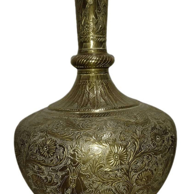 Ornate Antique Hand Engraved Brass Hookah Base Early 19th Century Hand Made Bras