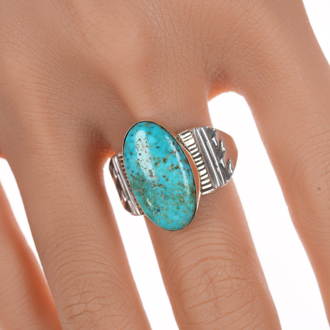 sz12 Alvin Monte Navajo 14k/Sterling turquoise ring