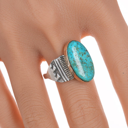 sz12 Alvin Monte Navajo 14k/Sterling turquoise ring