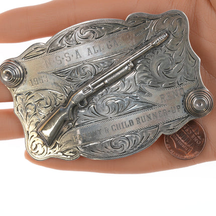 The Westerner Reno Nevada Sterling 1953 Marksmanship trophy belt buckle