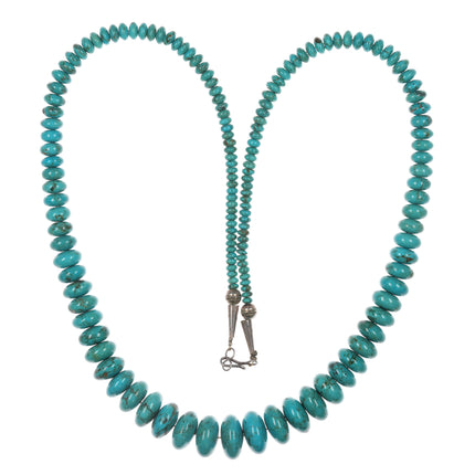 Vintage turquoise beaded necklace with sterling fittings