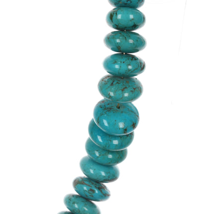 Vintage turquoise beaded necklace with sterling fittings