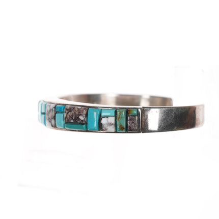 6.5" Southwestern Sterling, turquoise, and wild horse jasper  cobblestone cuff bracelet