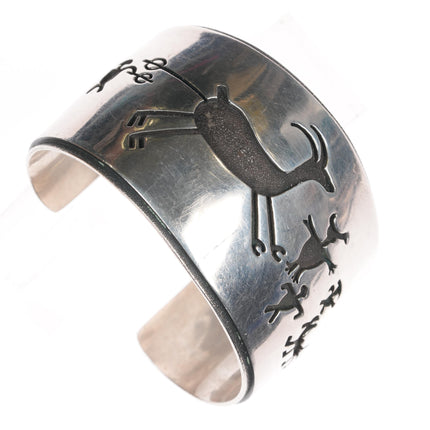 7" Heavy Cecil Ashley Navajo sterling petroglyph cuff bracelet