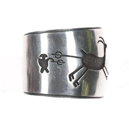 7" Heavy Cecil Ashley Navajo sterling petroglyph cuff bracelet