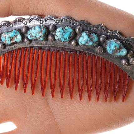 Vintage Navajo Sterling and turquoise hair piece we