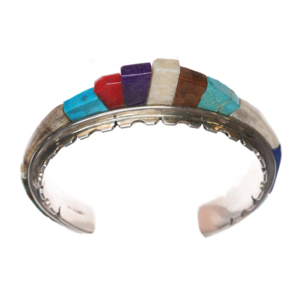 6.5" Benny Armijo 1980's Southwestern-Modernist Multi-stone inlay cuff bracelet