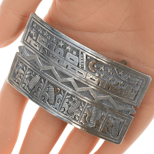 Joseph Coriz (Santo Domingo) Overlay Sterling and 14k gold belt buckle