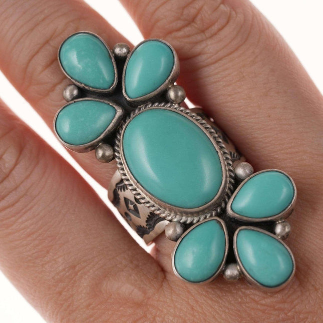 sz8.5 Donovan Cadman Navajo Sterling Campitos Turquoise Ring