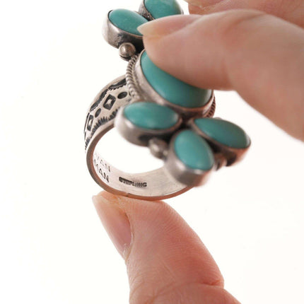 sz8.5 Donovan Cadman Navajo Sterling Campitos Turquoise Ring