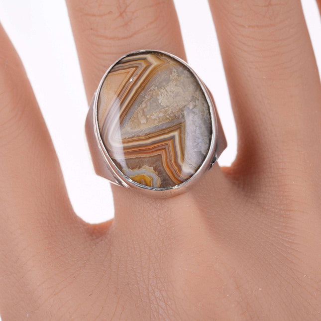 sz8.25 Vintage Southwestern Ring aus Sterlingsilber und Jaspis