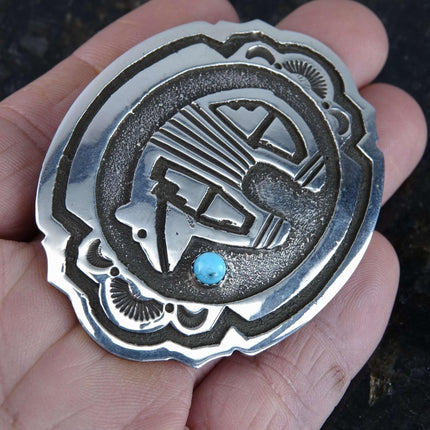 Vintage Navajo Sterling Overlay Belt Buckle