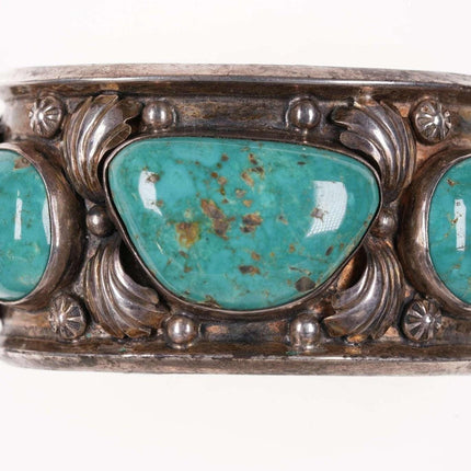 Vintage Heavy Navajo Sterling/Turquoise cuff bracelet