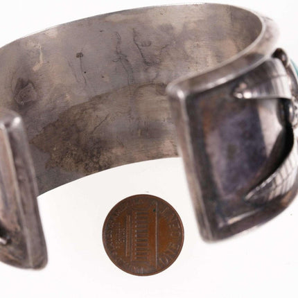 Vintage Schweres Navajo Sterling/Türkis Manschettenarmband