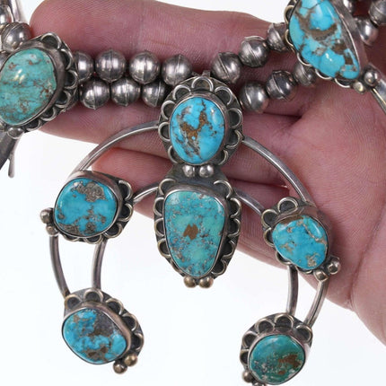 Vintage Navajo Sterling/Turquoise squash blossom necklace