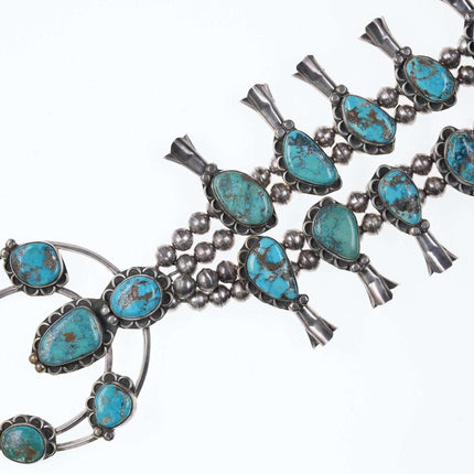 Vintage Navajo Sterling/Turquoise squash blossom necklace