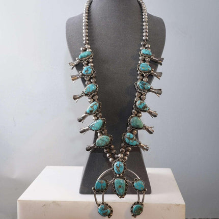 Vintage Navajo Sterling/Turquoise squash blossom necklace