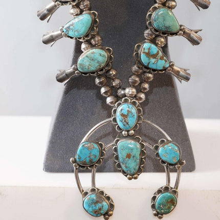 Vintage Navajo Sterling/Turquoise squash blossom necklace