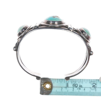 c1930's 6 3/8" Navajo Stamped silver and turquoise bracelet