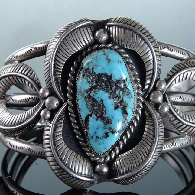 Old Pawn Vintage Turquoise and sterling cuff bracelet