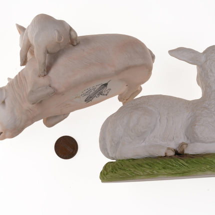 Boehm Porcelain Lamb and Sow Piglet