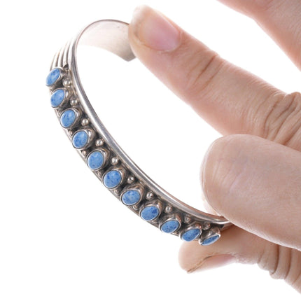 6 3/8" Navajo Silver Denim Lapis row bracelet