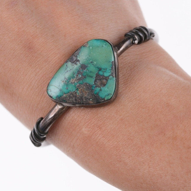 6.25" Vintage Southwestern sterling and turquoise bracelet u