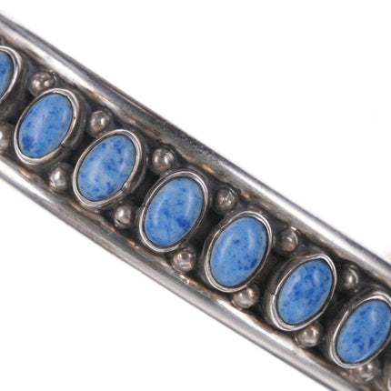 6 3/8" Navajo Silver Denim Lapis row bracelet