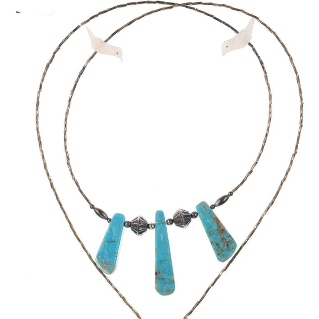 Vintage Zuni Native American Sterling turquoise and shell necklace.