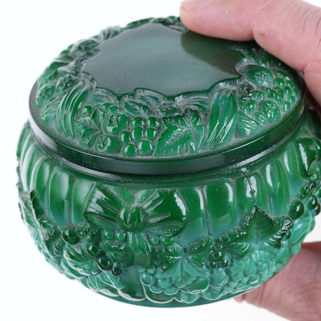 Vintage Malachite Glass Powder Jar