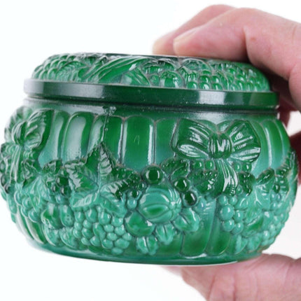 Vintage Malachite Glass Powder Jar