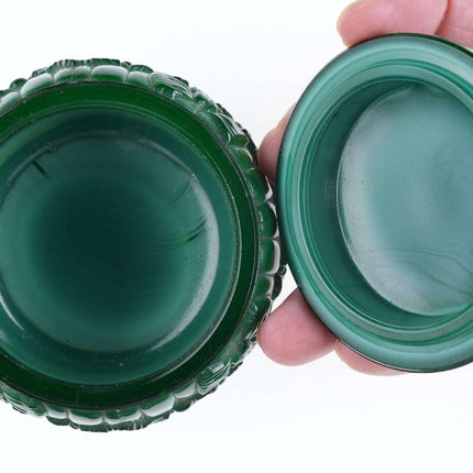 Vintage Malachite Glass Powder Jar