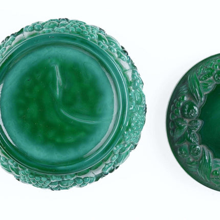 Vintage Malachite Glass Powder Jar