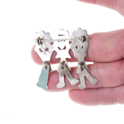 Retro EFS Sterling silver articulating Children brooch