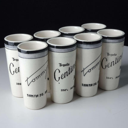 Vintage Mexican Pottery Centinela Tequila Shot Glasses From Tommy's Restaraunt S