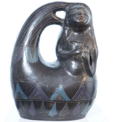 Manuel Felguerez (Mexican, 1928-2020) Painted Black pottery mermaid