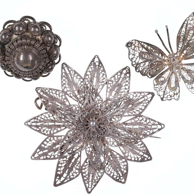 Vintage Sterling Filigree Pendant/brooches