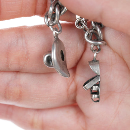 Vintage Southwestern/ Gold Mining Sterling silver charm bracelet