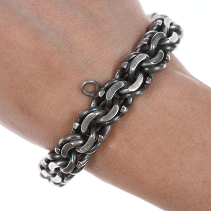 7" Vintage Heavy Mexican Sterling woven link bracelet