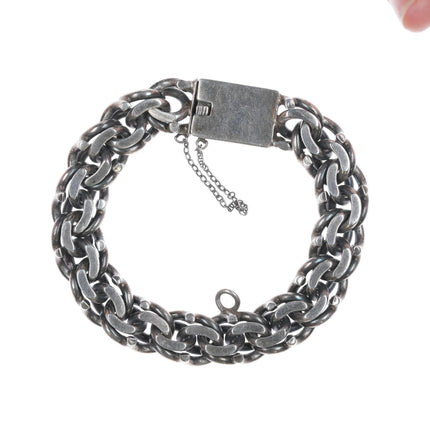 7" Vintage Heavy Mexican Sterling woven link bracelet