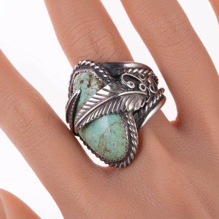 sz12.5 Large Vintage Navajo Sterling, turquoise ring