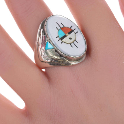 sz11 Vintage Zuni inlay sterling ring