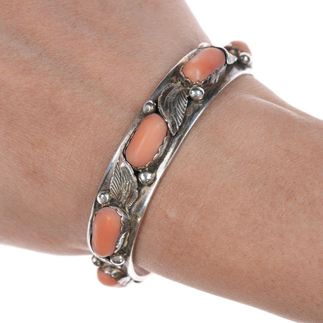 6.25" Carmelita and Dan Simplicio Zuni Sterling and coral cuff bracelet