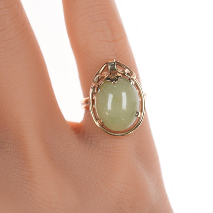 sz4.25 14k Ming's of Hawaii Jadeite ring