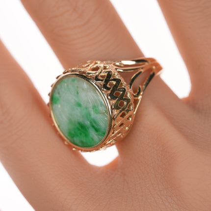 sz9.5 vintage 14k carved Jadeite ring