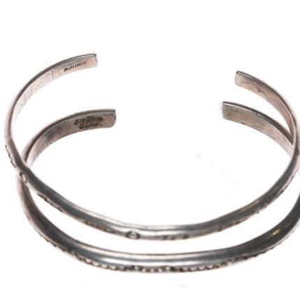 6" 2 Stacking Navajo hand stamped silver cuff bracelets